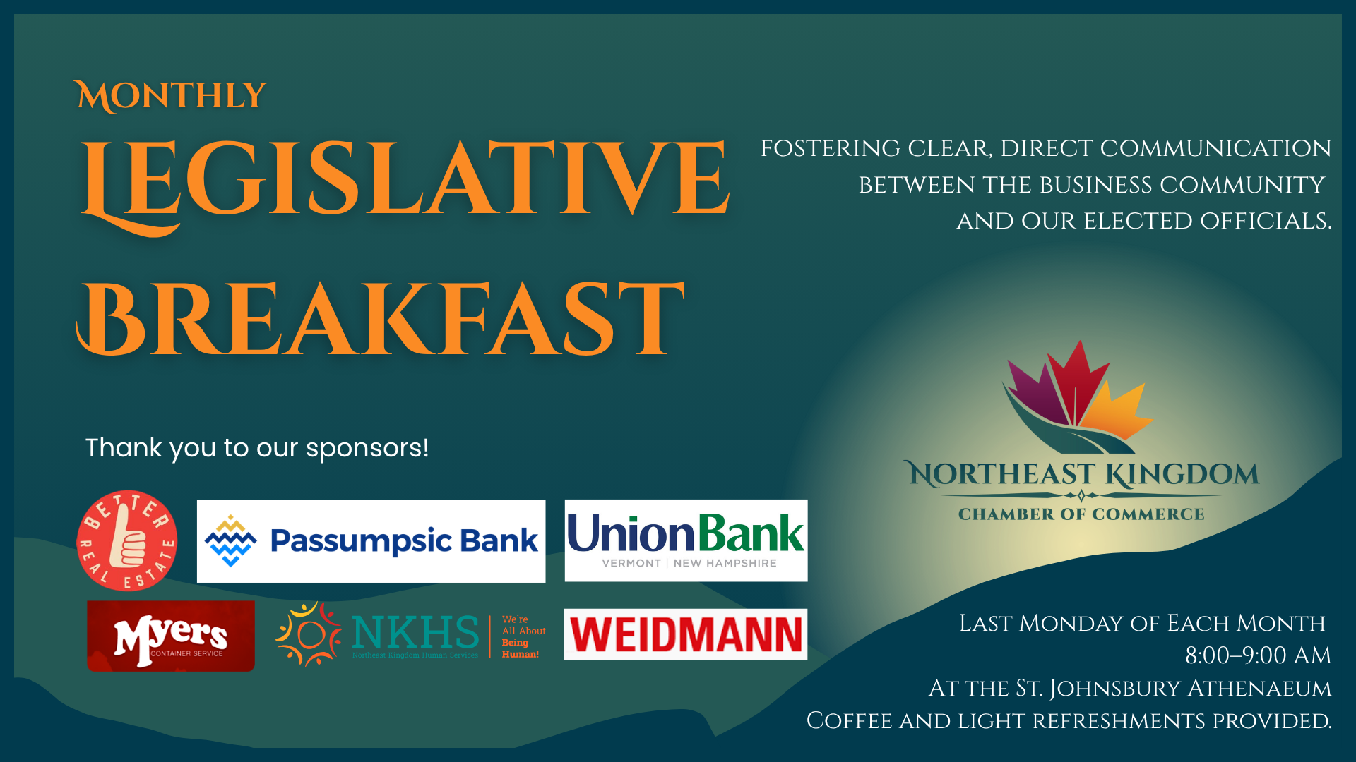 Northeast Kingdom Chamber of Commerce Legislative Breakfast