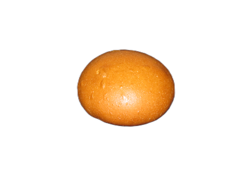 A close up of an orange on a white background