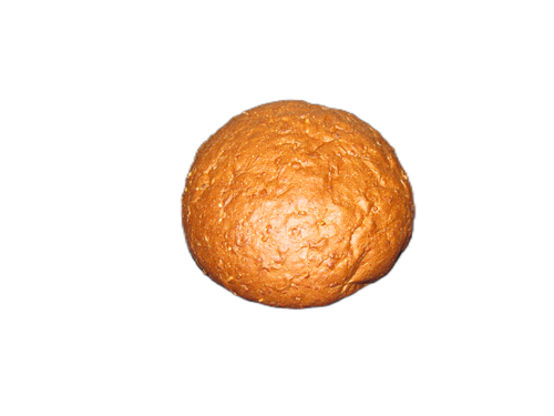 A close up of a bread roll on a white background