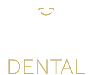 a logo for a dental office with a smiling face and the word dental .