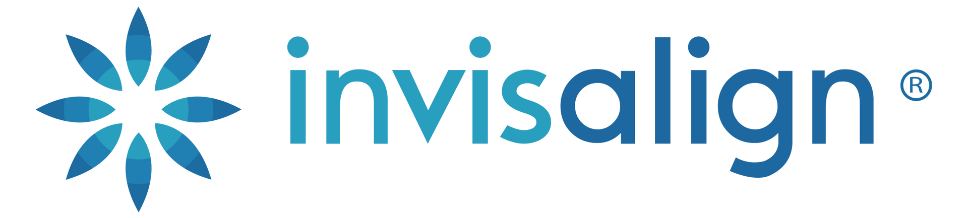 a logo for invisalign with a blue flower on a white background
