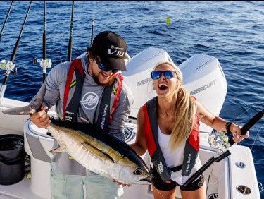 Boaters enjoying fishing in the sea