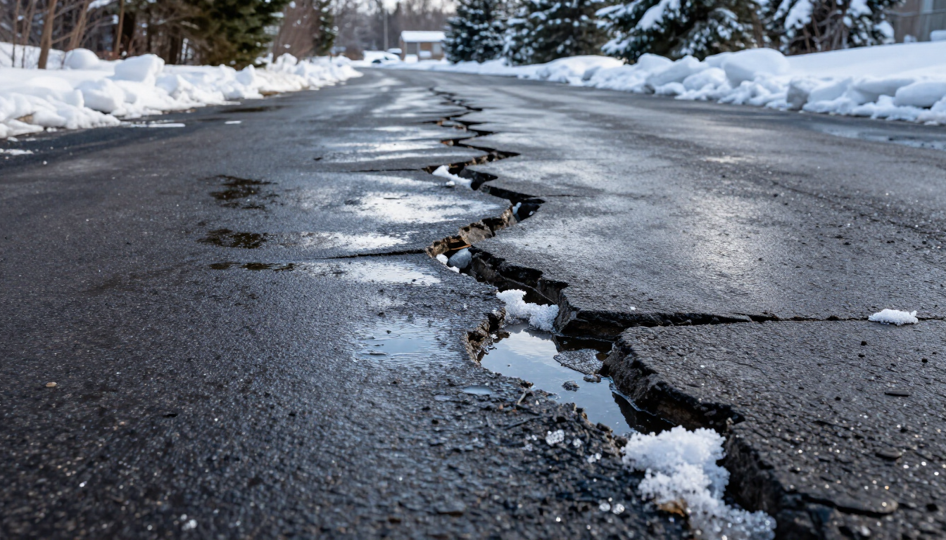 Minnesota winter asphalt damage