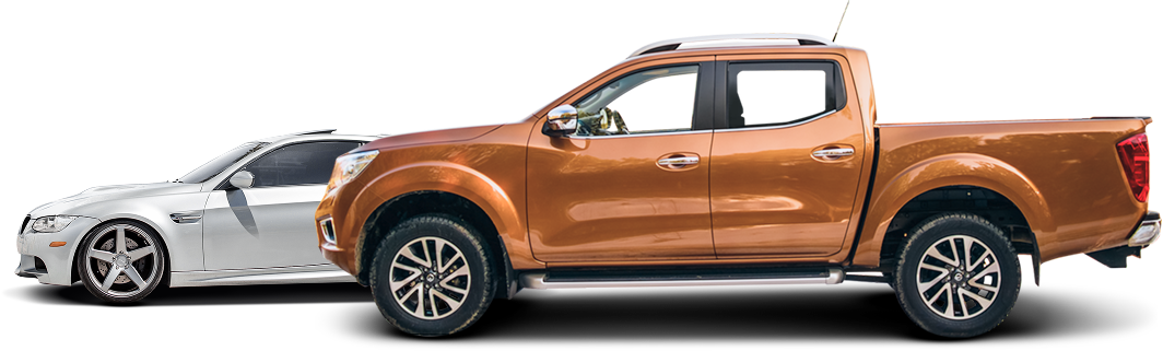 A car , a truck , and a suv are parked next to each other on a white background | CIA Autoplex