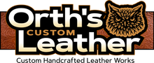 Ornate gray logo with an owl in an oval, reading &ldquo;Orth&rsquo;s Custom Leather&rdquo; and &ldquo;Canal Fulton, Ohio&rdquo;