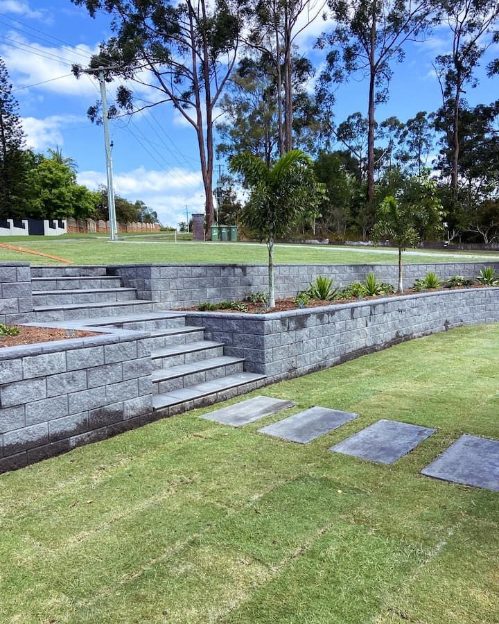 A landscaping retaining wall 