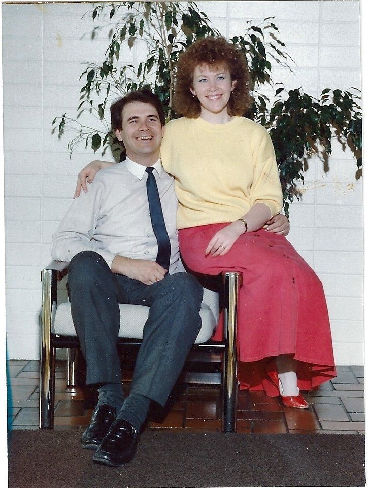 young couple on a chair