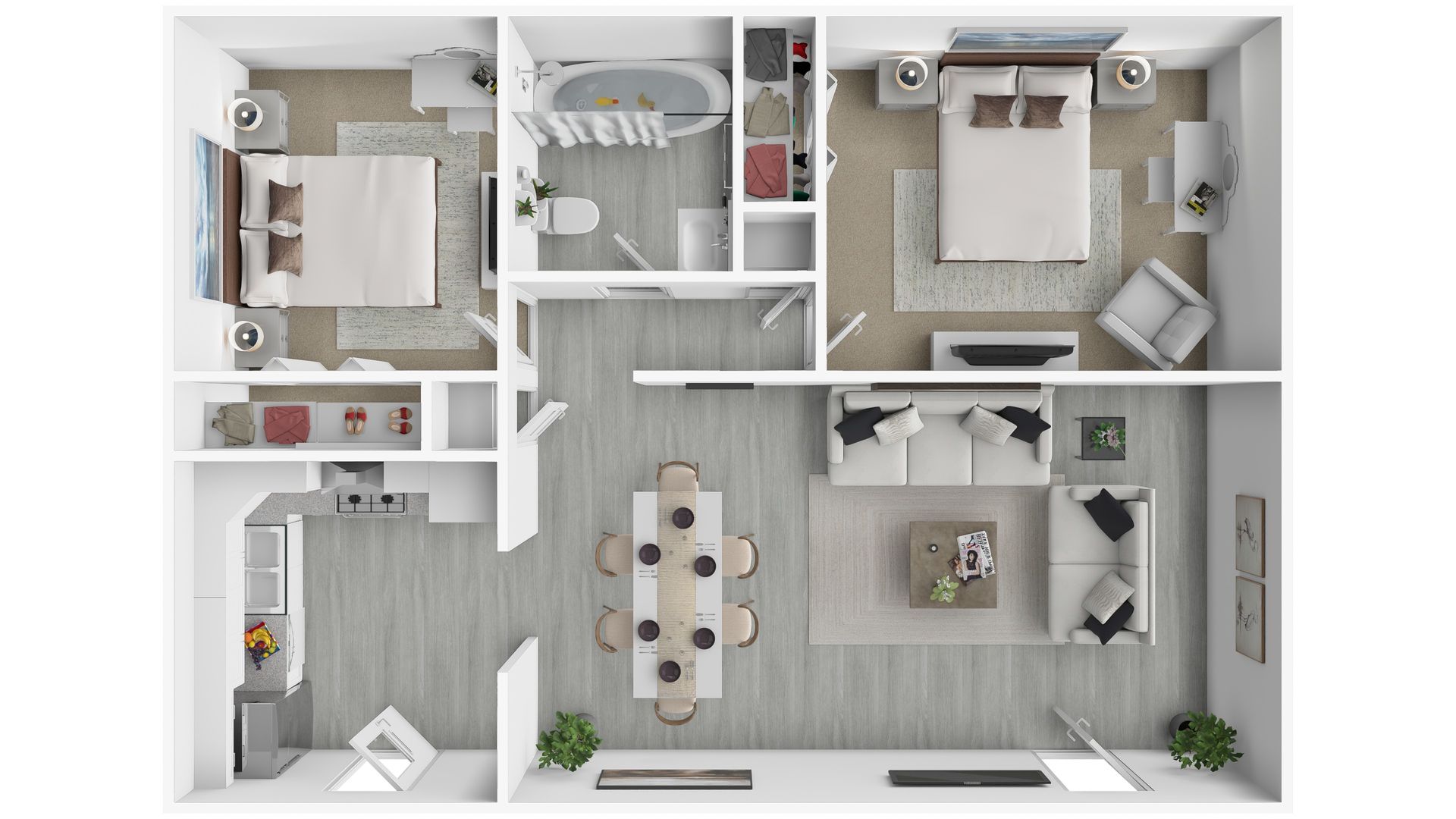 An aerial view of a floor plan of a house.