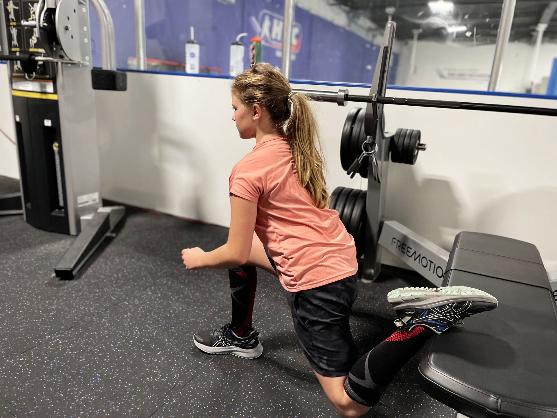 girl athlete exercising in the gym