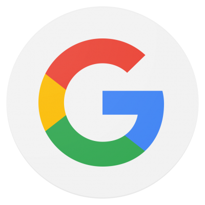 Google multicolor “G” logo on a light gray circle background