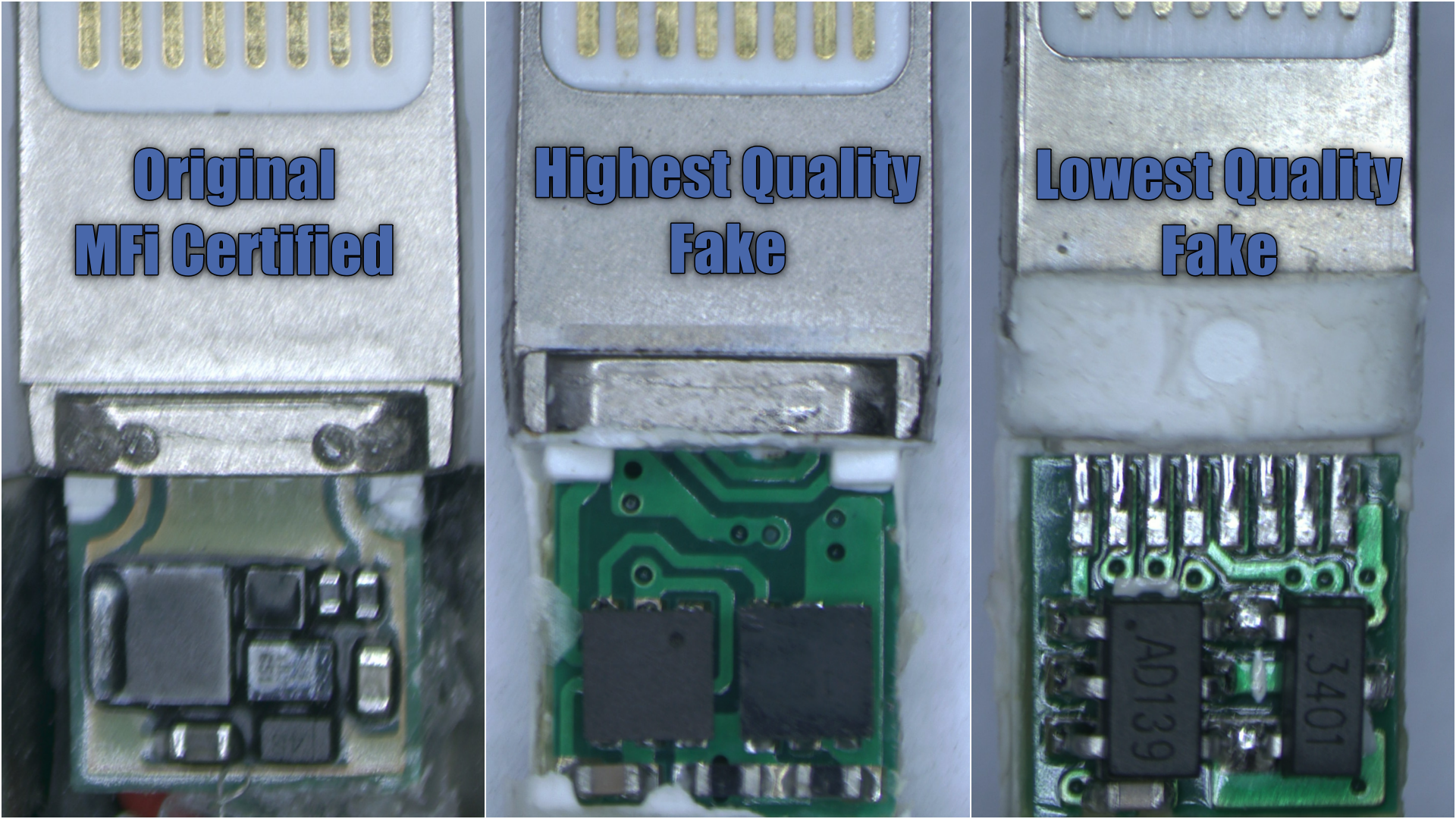 Difference between Original and Fake Apple Lightning cables