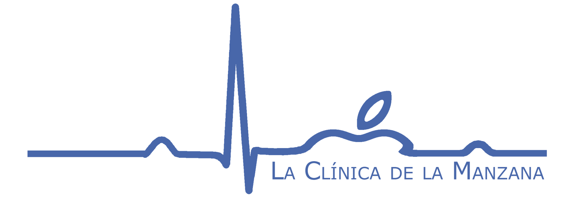 El logotipo de la clínica de la manzana muestra una línea de latidos.