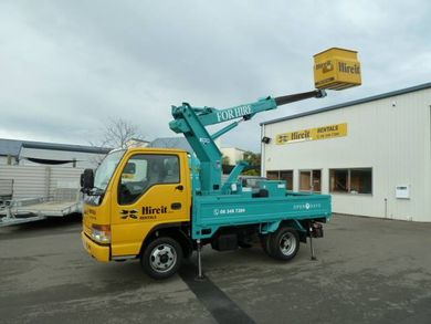 mini crane being used to lift object to the roof