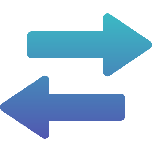 Two green arrows pointing in opposite directions on a white background.