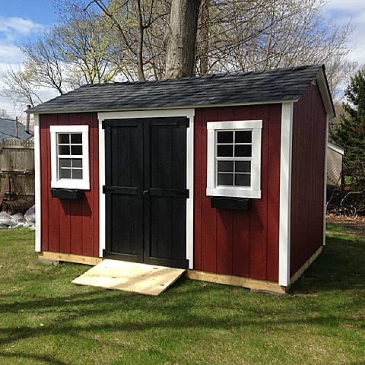 The Shed Crafter Red Shed with 2 windows black door