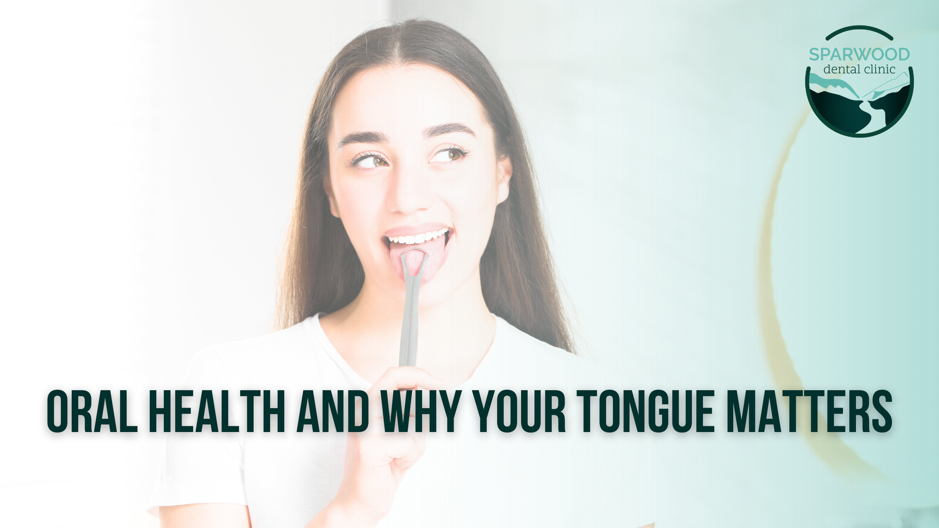 A woman is sticking her tongue out while brushing her teeth.