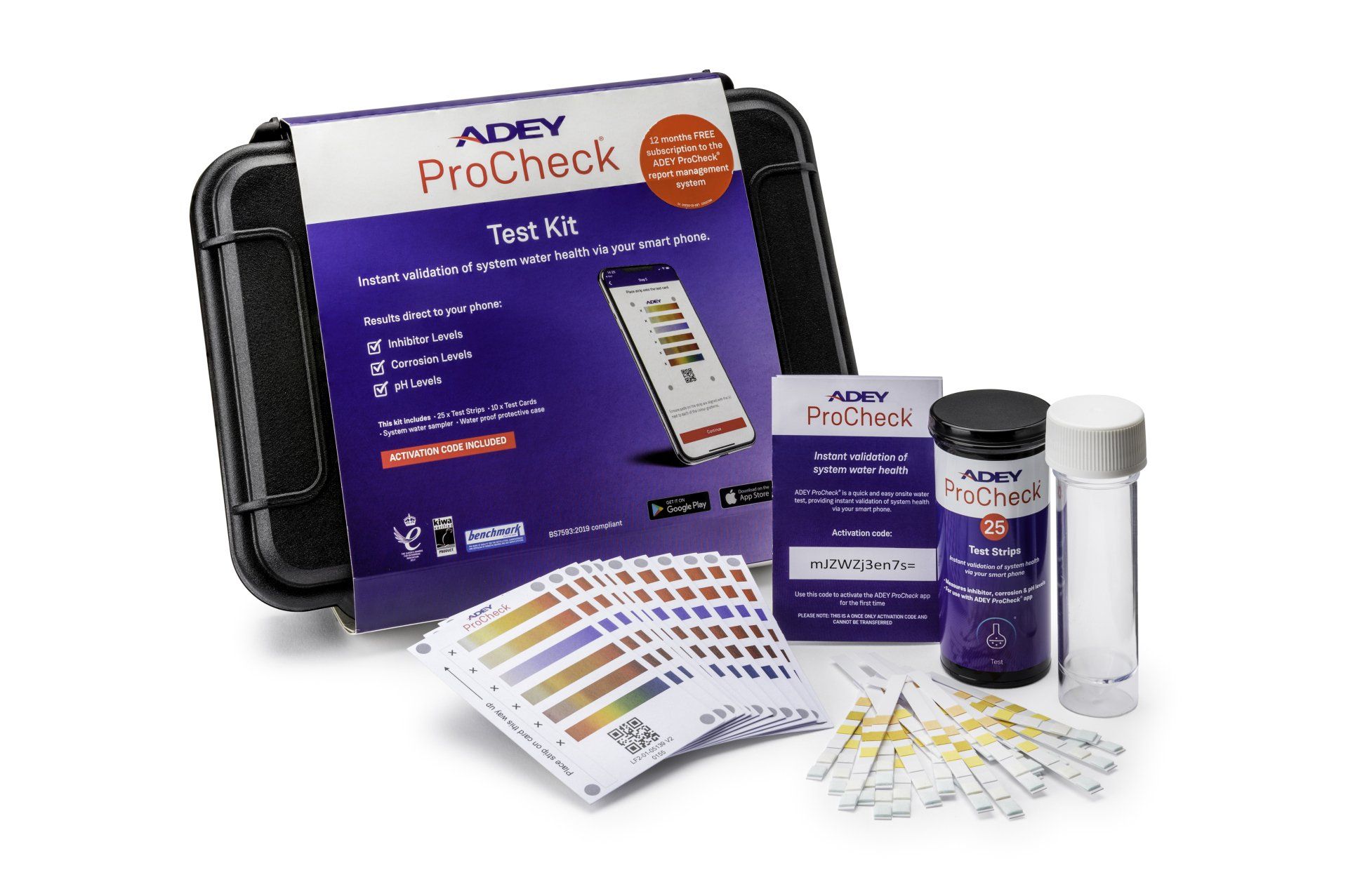 Photo of the Adey ProCheck water test kit