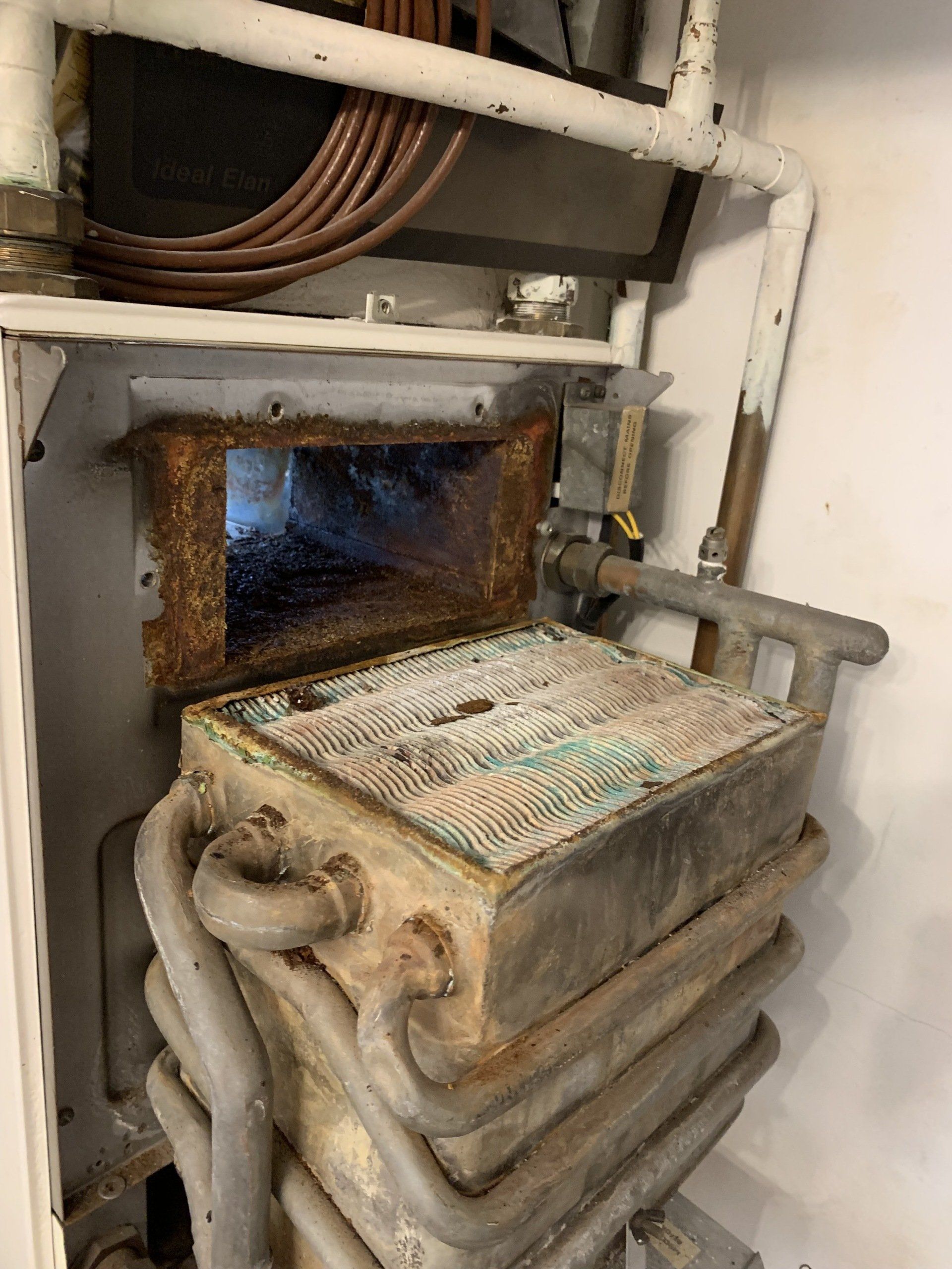 photo of a corroded boiler