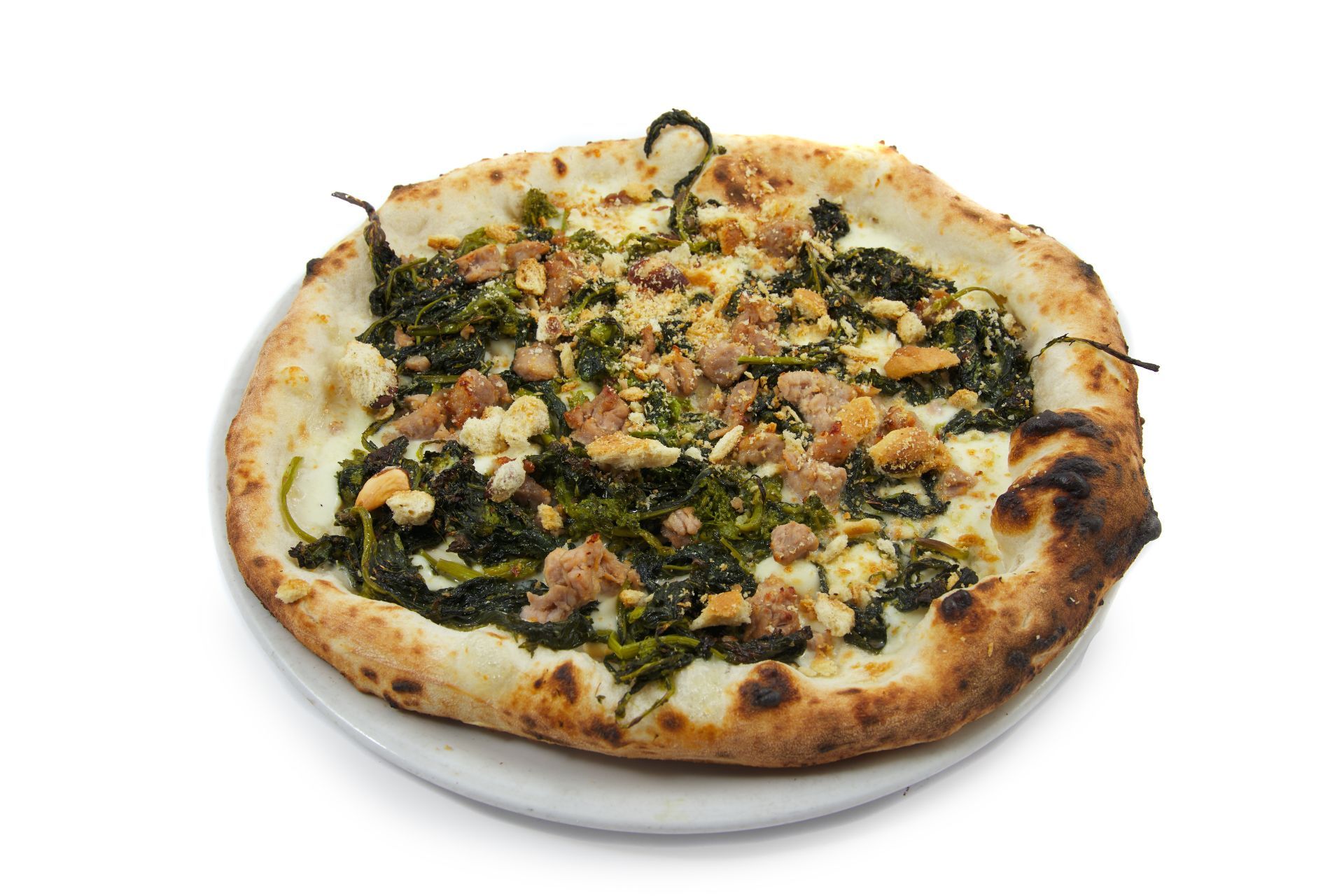 Pizza salsiccia, friarielli, tarallo napoletano.