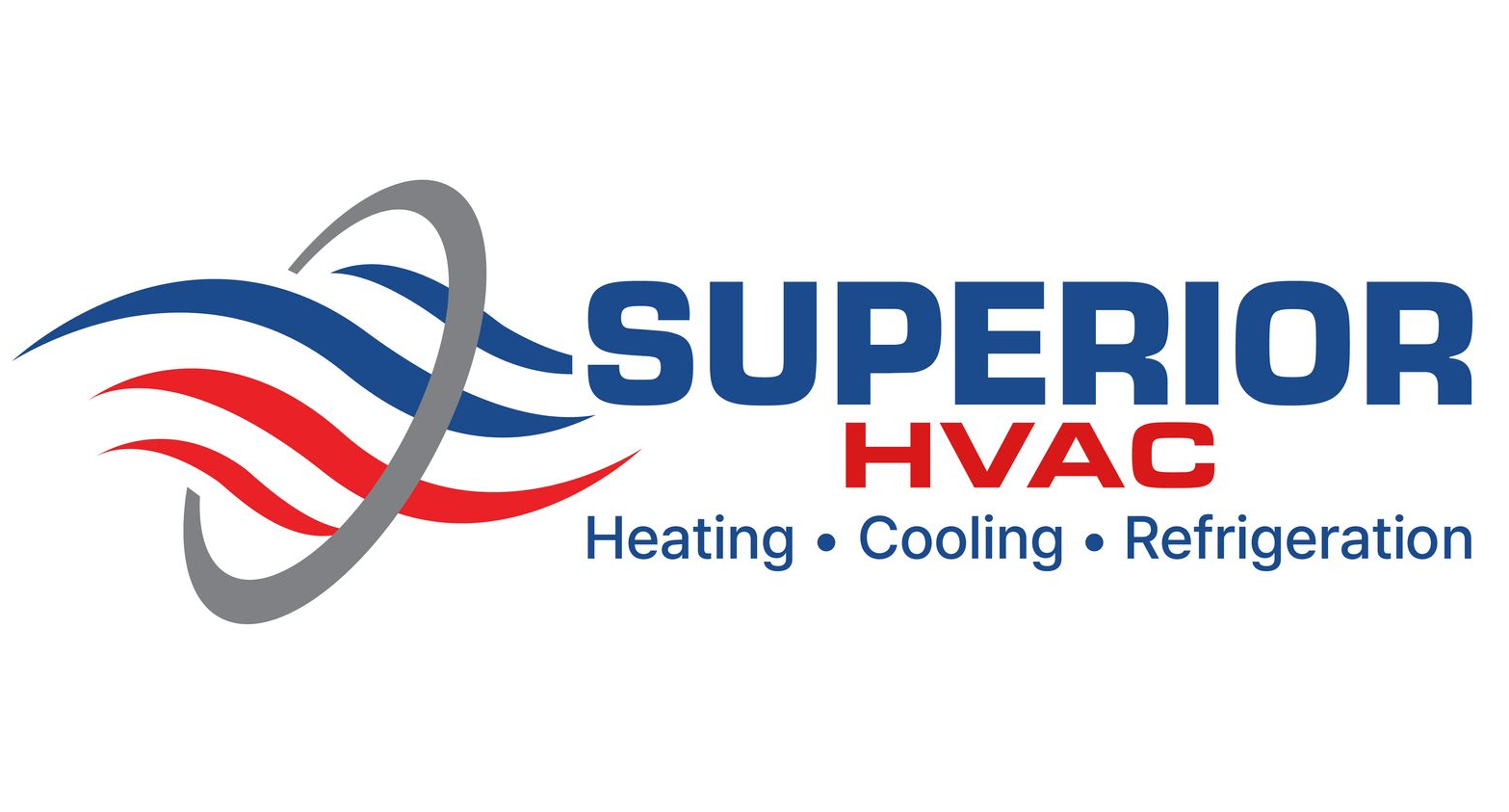 Superior HVAC logo with blue, red, and gray swoosh and text &ldquo;Heating &bull; Cooling &bull; Refrigeration&rdquo;