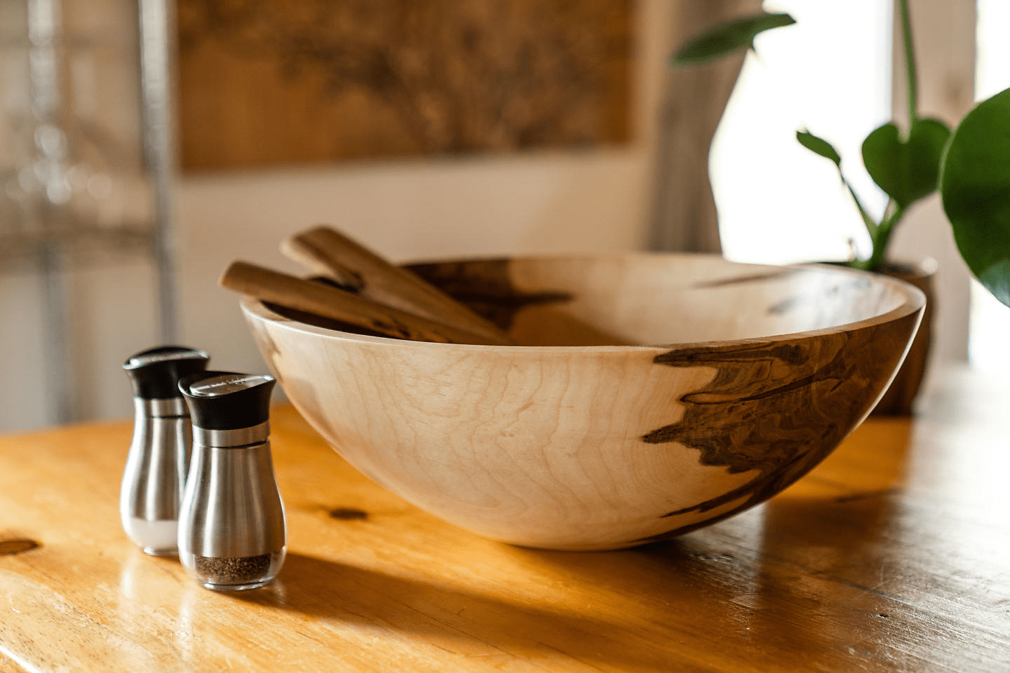 wood salad bowl carved by Matthews Studio