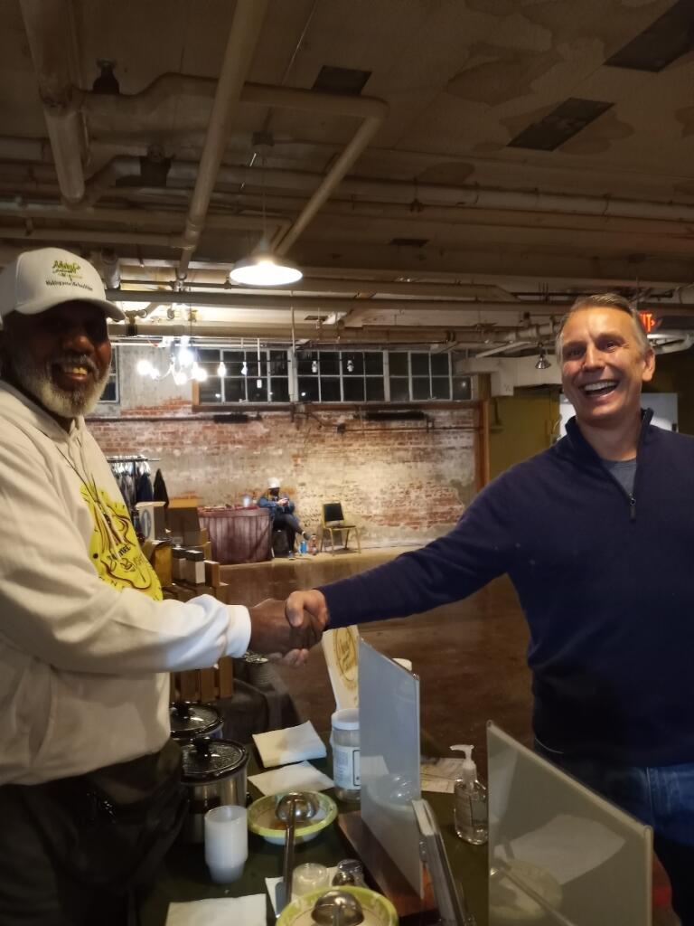 Leslie meeting while doing business