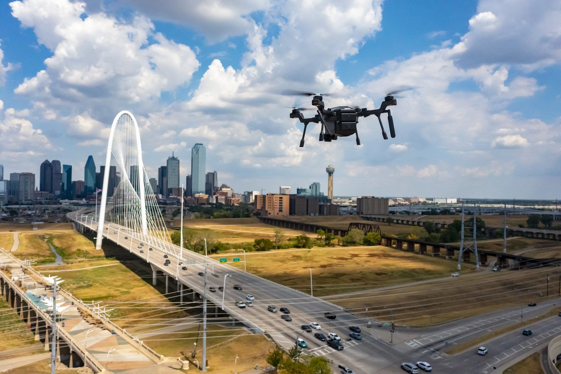 lone star drone at work in city