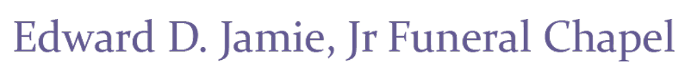 Edward D. Jamie, Jr Funeral Chapel, text in a light blue hue.