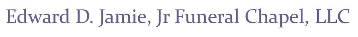 Edward D. Jamie, Jr Funeral Chapel, text in a light blue hue.