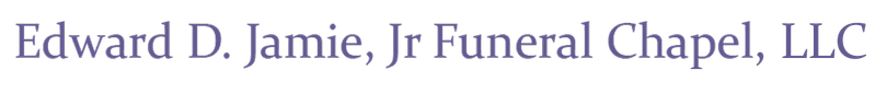 Edward D. Jamie, Jr Funeral Chapel, text in a light blue hue.