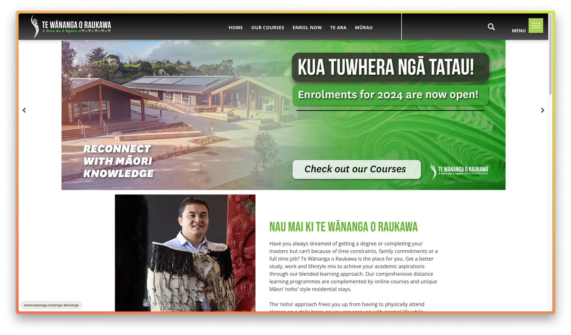 Te Wananga o Raukawa Website Design