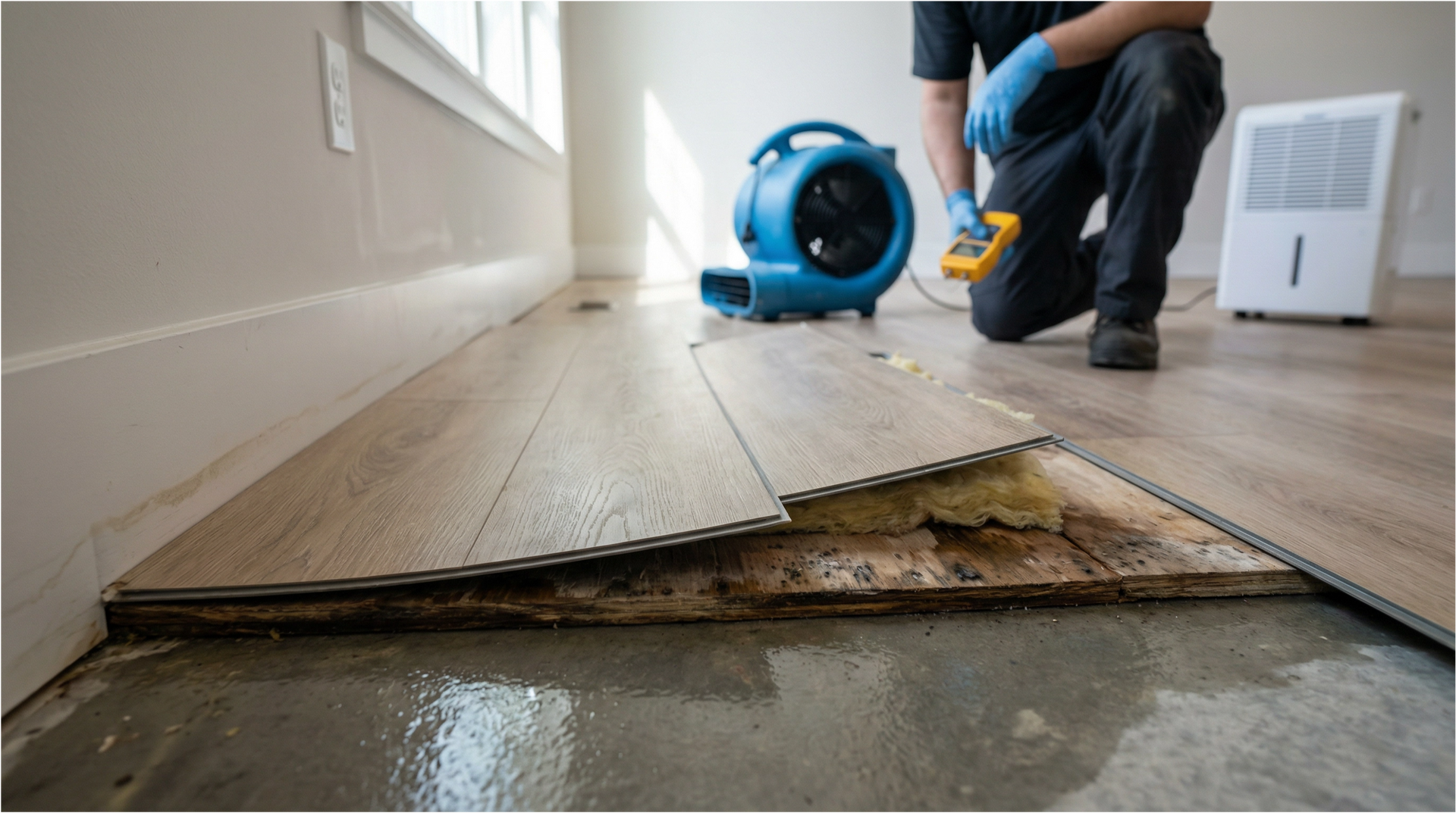Mold discovered beneath flooring after flooding