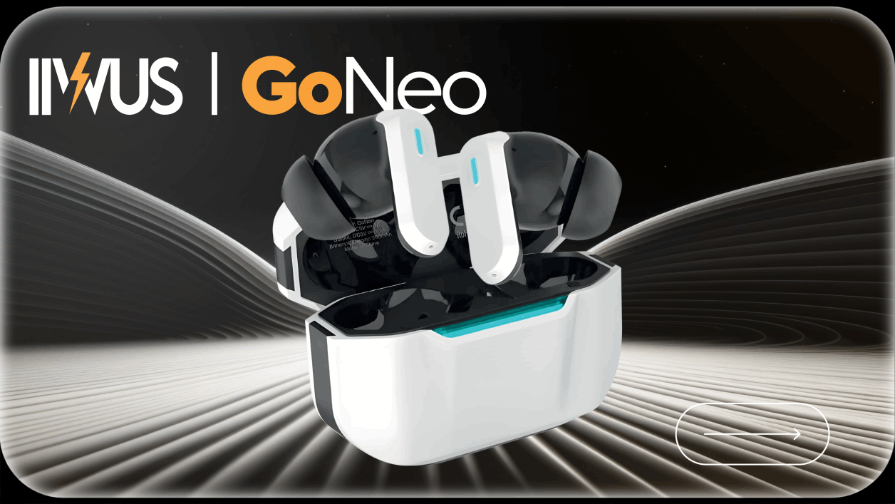 IVUS GoNeo branding with black-and-white medical device centered on a sleek gray background