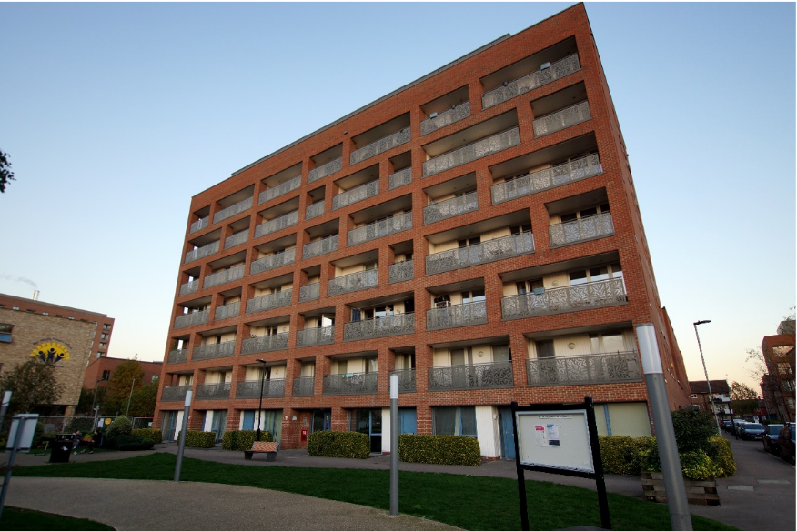 Typocolor case study cover photo of a colourful glass building.