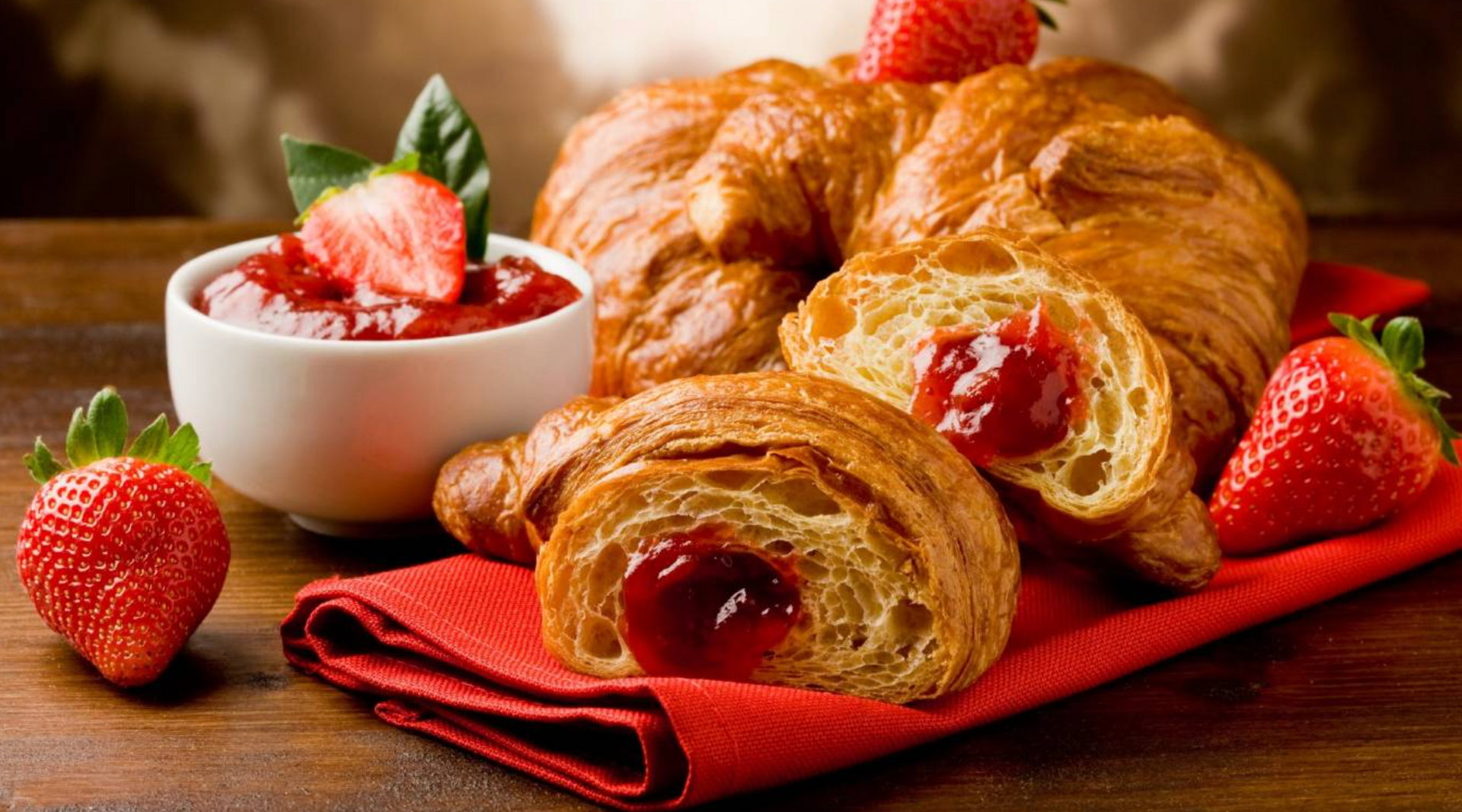 Strawberry jam-filled croissant