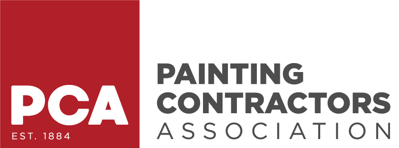 Logo of the Painting Contractors Association. Red rectangle with