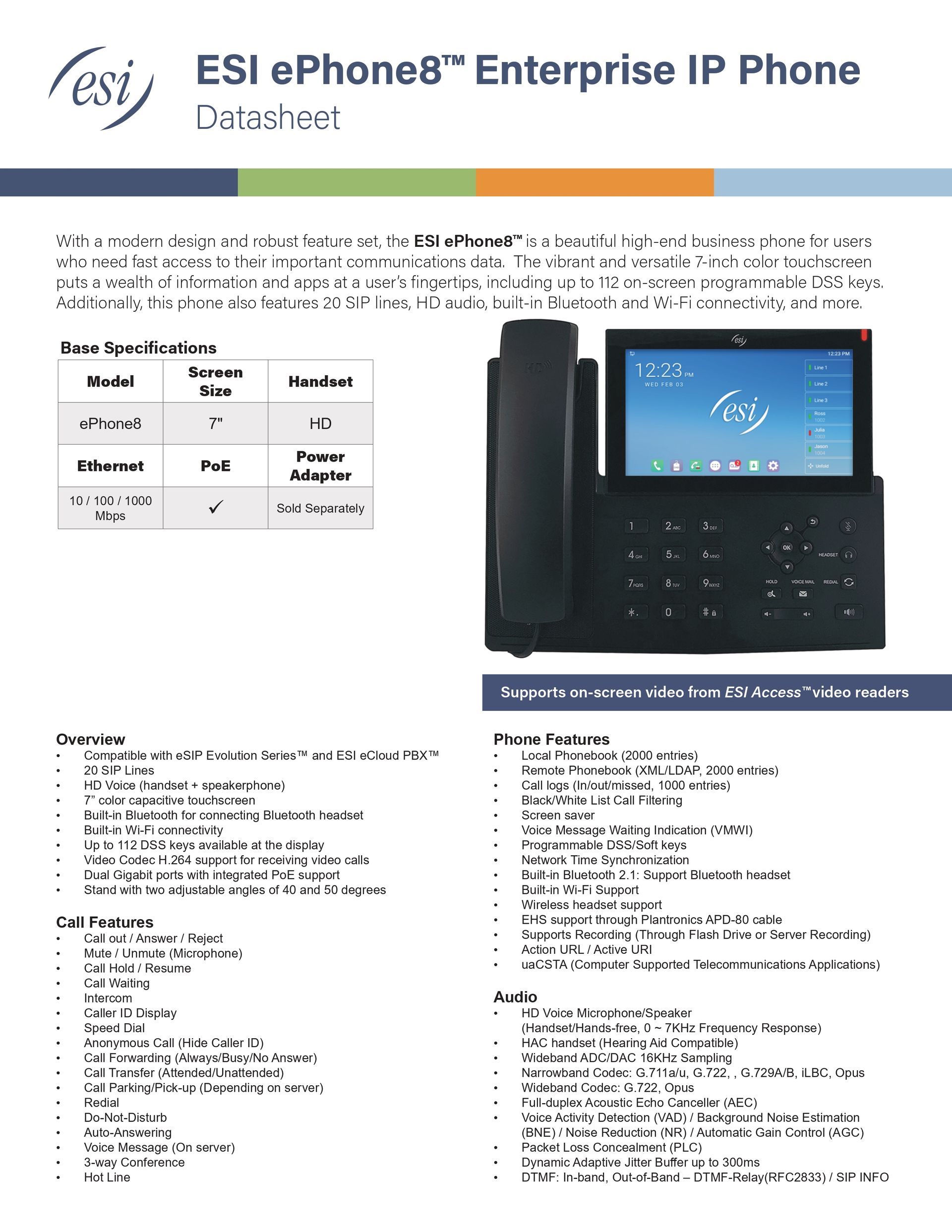 ESI ePhon8 eEnterprise IP Phone