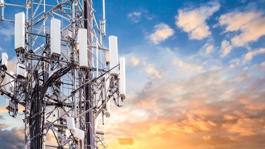 A telecom tower supports modern communication.