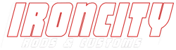 Bold red outlined &ldquo;IRONCITY&rdquo; logo on a white background