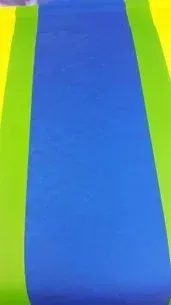 Blue walkway with bright green and yellow edges