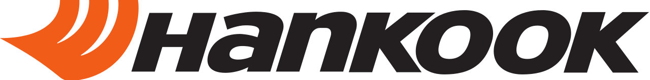 A hankook logo with an orange arrow pointing down