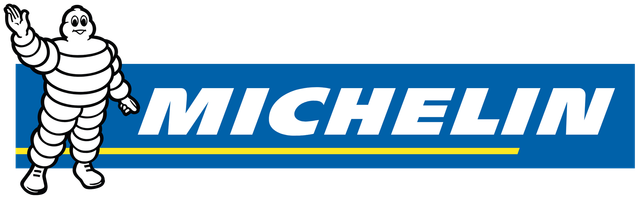A michelin logo with a cartoon character on it
