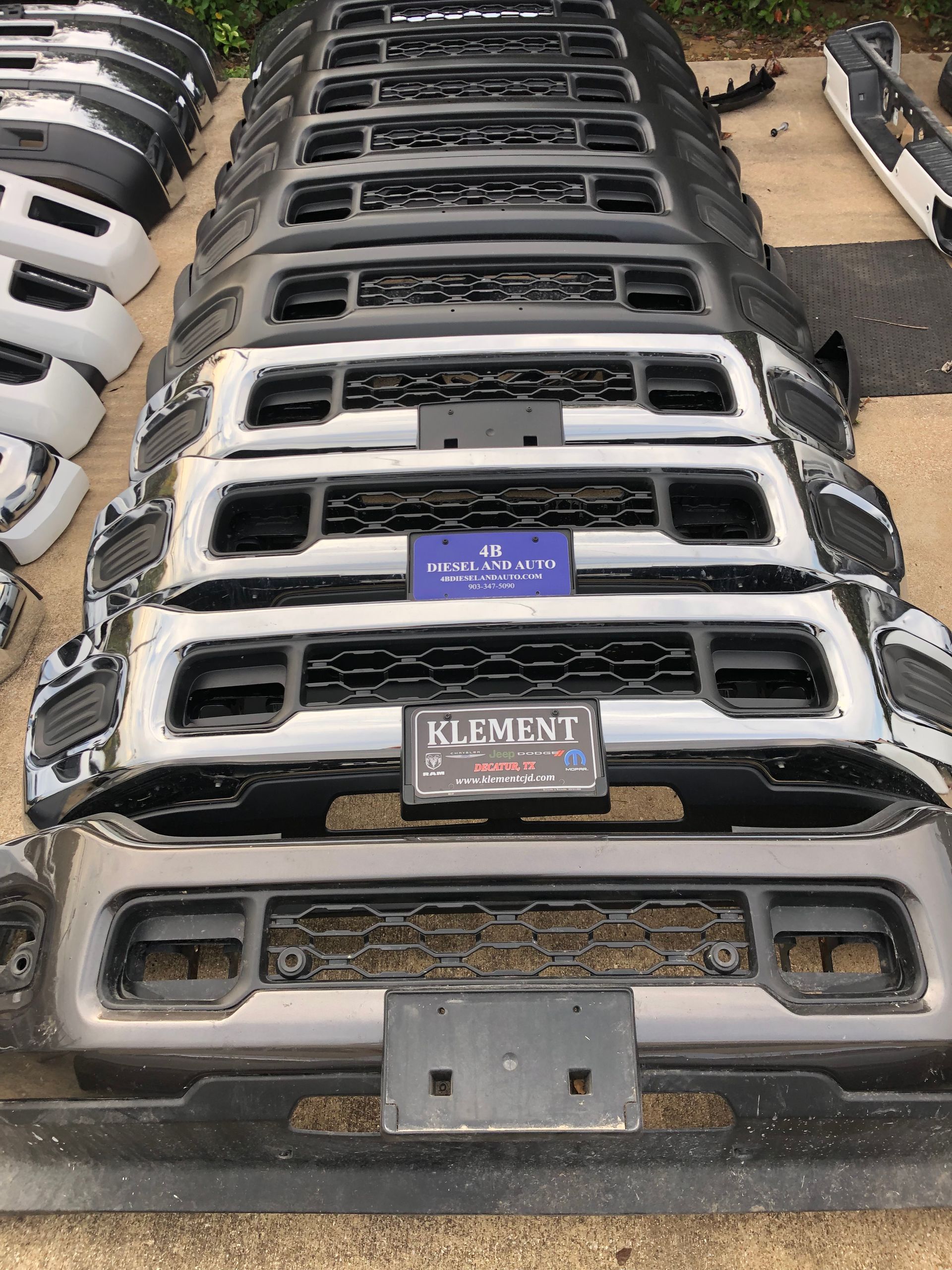 A bunch of bumpers are stacked on top of each other.