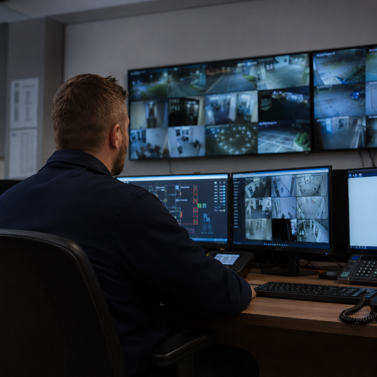 Corporate Security C&T Security man watches ballroom 
