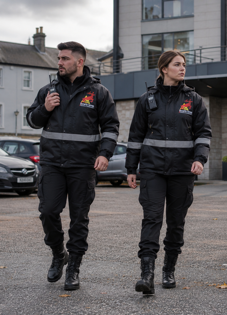 Professional security guard providing access control and site security in Cork