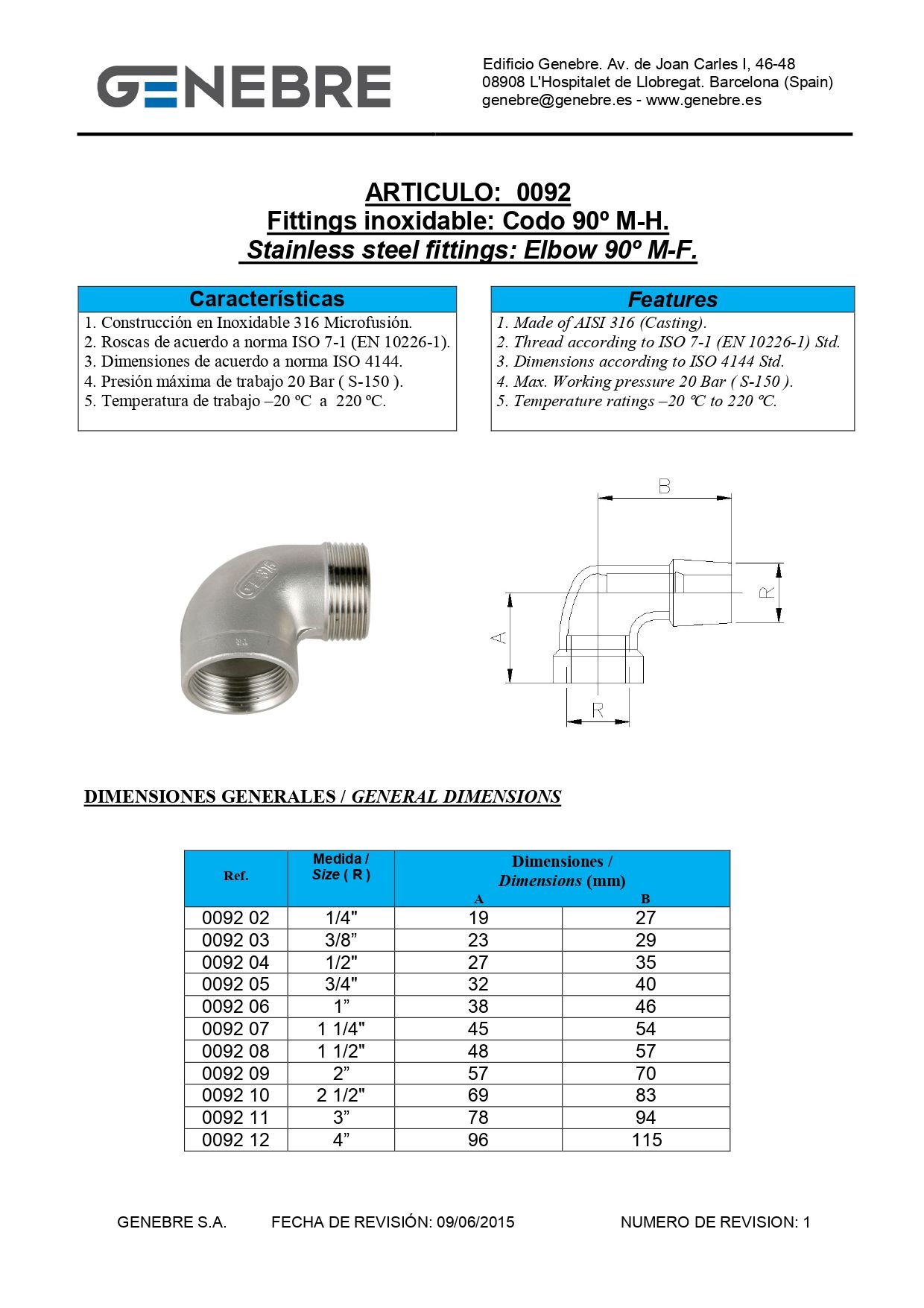 Art 0092 Codo 90º M-H Rosca BSP