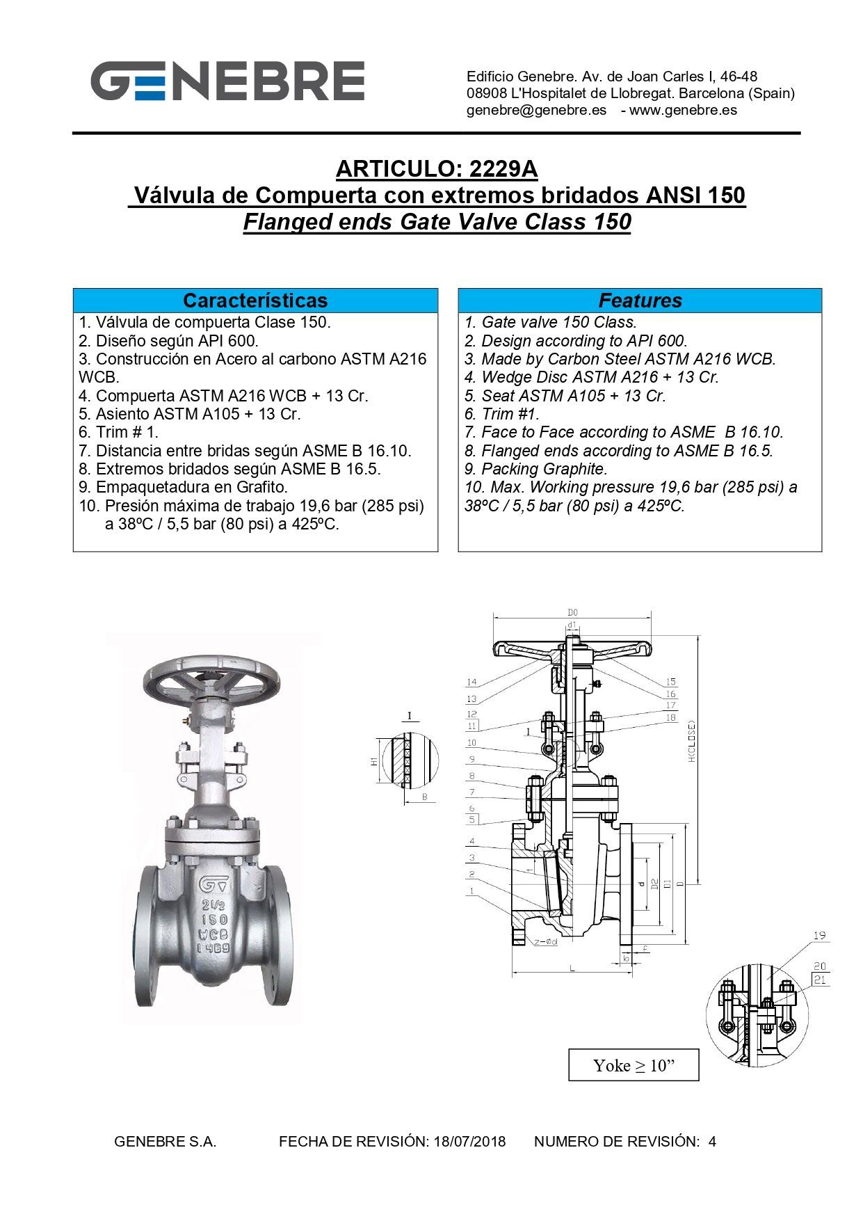 Válvula de compuerta de metal gris con volante para control de flujo.