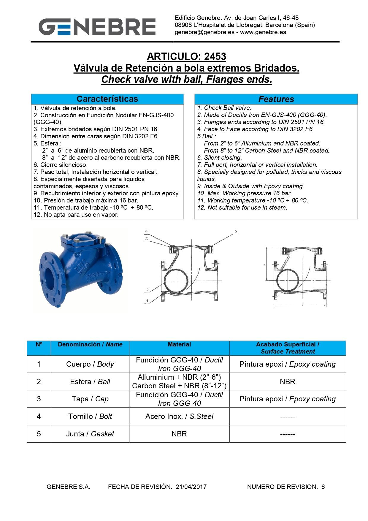 Válvula de retención con brida azul, diseño en ángulo, tapa atornillada, para control de flujo direccional.