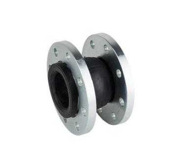 Conector de tubo de caucho flexible con bridas metálicas.