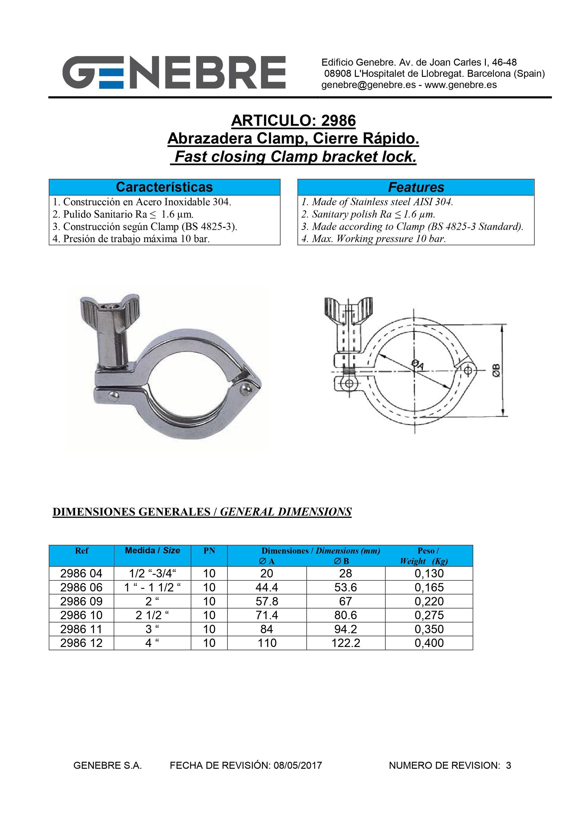 Art 2986 Abrazadera cierre rápido clamp